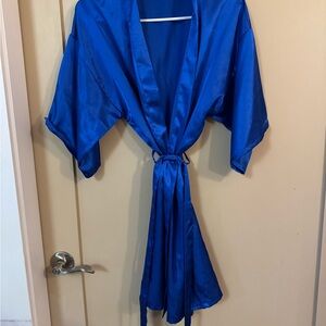 Elegant Blue Satin Robe